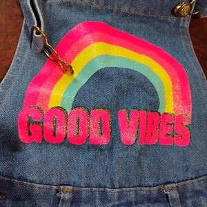 Kids Denim Overalls with Rainbow Design